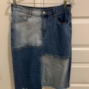 Denim Patchwork Skirt